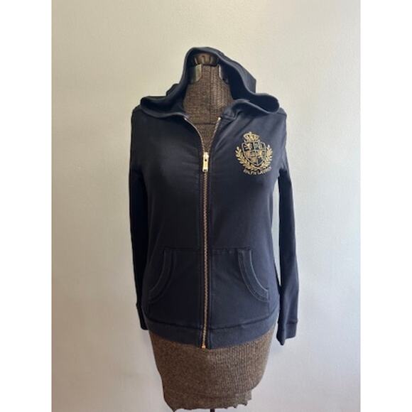Lauren Ralph Lauren black full zip hoodie size petite M - Picture 1 of 6